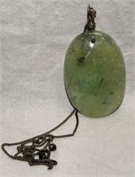 Vintage Natural Green Stone Pendant Necklace