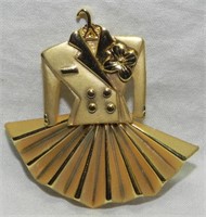 Vtg Gold Tone Articulated Dress Brooch