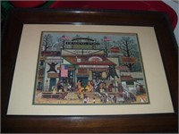 TRADING POST - FRAMED UNDER GLASS PRINT 17 X 23 "