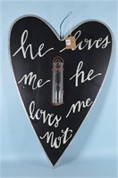 Tin Heart Vase, He Loves Me He Loves Me Not