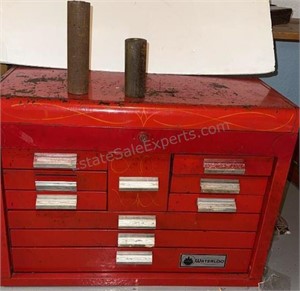 VINTAGE STEEL TOOL CHEST WITH CONTENTS SOCKETS,