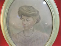 Victorian Print in Oval Frame