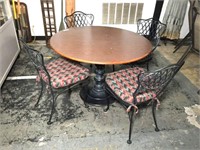 Metal Base Breakfast Table with Wood Top &