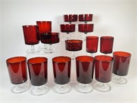 French LUMINARC Red Liqueur Glasswares