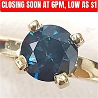 $1735 10K 1.73g Blue Diamond Treated(0.41ct) Ring