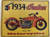 1934 Indian Series 402 Motorcycle Tin Sign