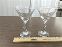 Art Deco Bent Stem Martini Glasses