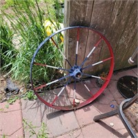 Vintage Steel Wheel - painted red, white & blue