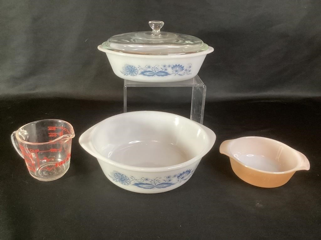 Vintage Oven Bake & Fire King, Glasbake Blue Onion