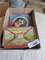 Vintage Kids Tin Box  and Other Toys