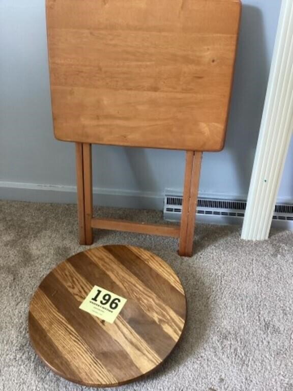 Wooden Lazy Susan and TV tray