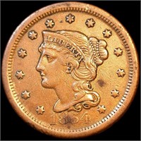 1854 Braided Hair Large Cent - Dazzling XF