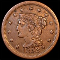1853 Braided Hair Large Cent - AU Large Cent