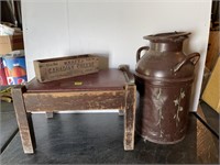 Vintage-Stool,Kraft wooden box,Cream can