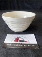 Vintage small white stoneware ribbed bowl