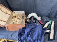 Masonic suitcase, hats, sash, shoes, miscellaneous