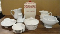 Group of Misc Mostly White China & Biscotti Jar