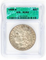 Coin 1888-S Morgan Silver Dollar-ICG-AU58