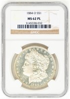 Coin 1884-O Morgan Silver Dollar-NGC-MS62 PL