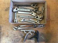 Vice grips, crescent wrench lot