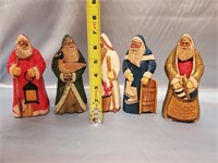 5 HAND CARVED SANTA FIGURES