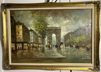 Vintage Painting Of Street Scene - Signed
