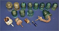 16pcs Antique Glass & Ceramic Electric Insulators