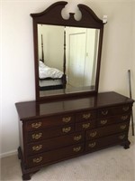 Cherry Dresser W/ Mirror (66" W)