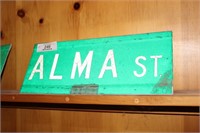STREET SIGN ' ALMA ST' DECOMISSIONED - 2 SIDED