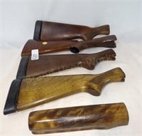 3 Wooden Remington Stocks & 1 Shotgun