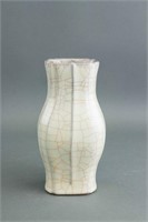 Chinese Guan Style Porcelain Lobed Vase Guan Mark