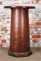 A Victorian Oak Wall Flush Oak Pedestal, w/tiger