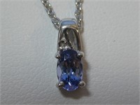 Sterling Silver Tanzanite Pendant Hallmarked