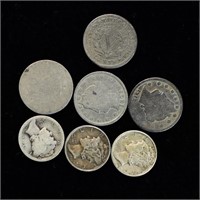 Lot of Mercury Silver Dimes and Liberty V Nickles