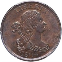 1/2C 1804 SPIKED CHIN. PCGS MS64 BN CAC