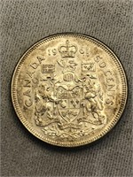 1961 CANADA SILVER ¢50 COIN