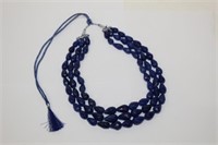 500+ ctw 3 strand Sapphire color enhanced Necklace