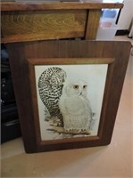 Snow Owl Print with Wood Frame, 22" x 26"