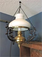 Electrified Hanging Oil Lamp, 25" T