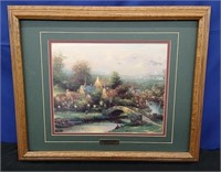 Framed Thomas Kinkade Lamplight Village