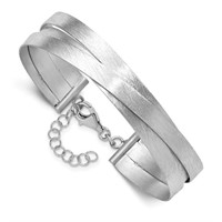 Sterling Silver Scratch Finish Clasp Bangle