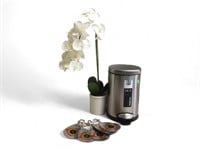 Small Step Trash Can, Outdoor Spinners,Faux Orchid