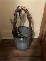 GALVANIZED BUCKET MADE INTO A BASKET