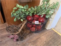 METAL BASKET WITH ARTIFICIAL APPLES AND SMALL