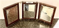 Tri-fold antique beveled vanity mirror