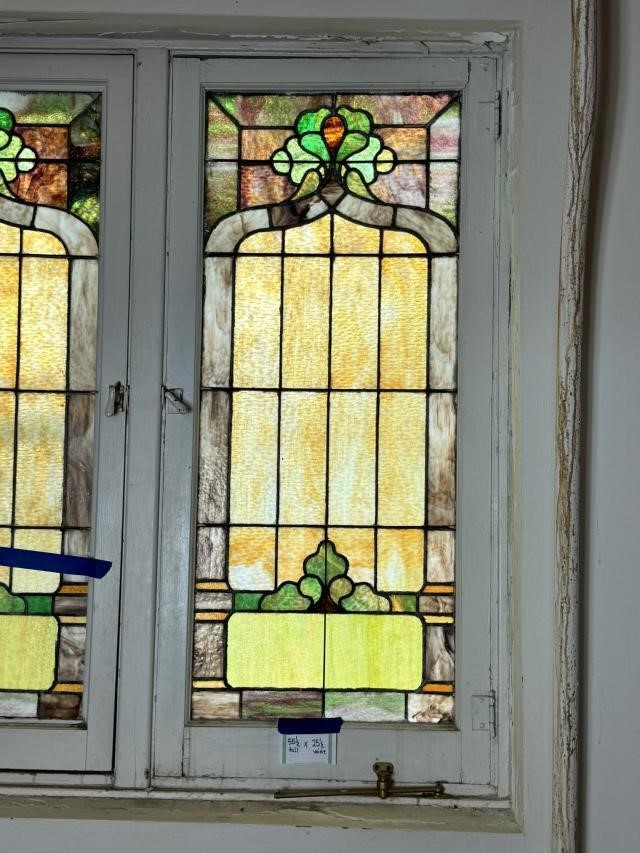 Vintage Stained Glass Window 55 1/2 x 25 1/2