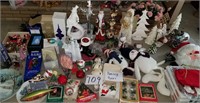 Table Full of Christmas Figurines, Ornaments