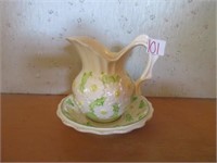 Vintage Enesco Daisy Pitcher and Bowl
