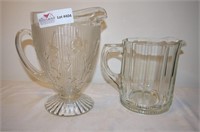 2 pattern glass pitcher