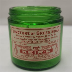 "Tincture of Green Soap" Labeled Bottle